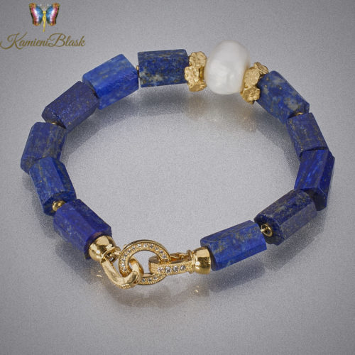 Bransoletka Lapis lazuli z perłą