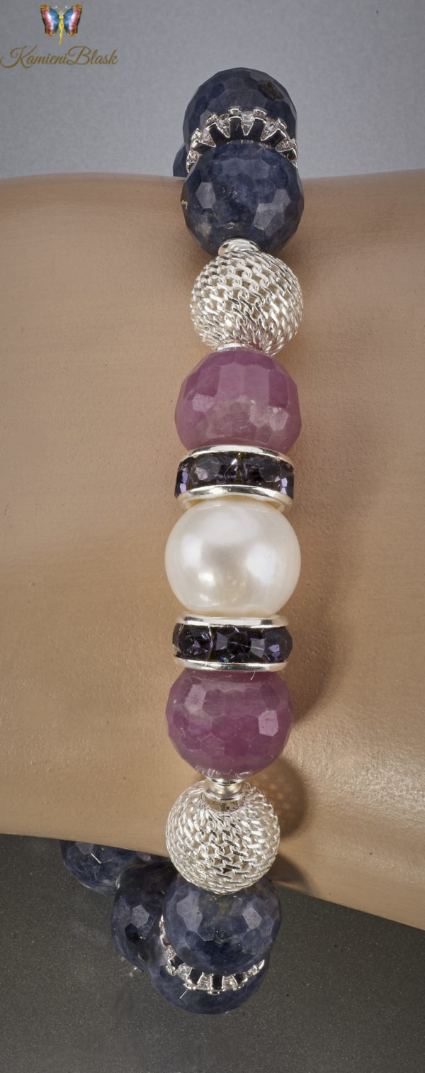 Bransoletka z szafirów, rubinów i perły