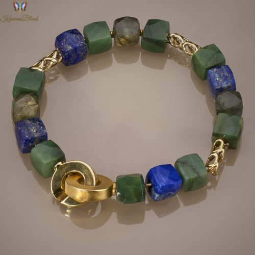Bransoletka „tricolor” – jadeit, lapis lazuli i labradoryt