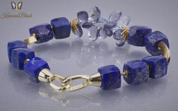 Bransoletka z lapisu lazuli, iolitu i topazu blue
