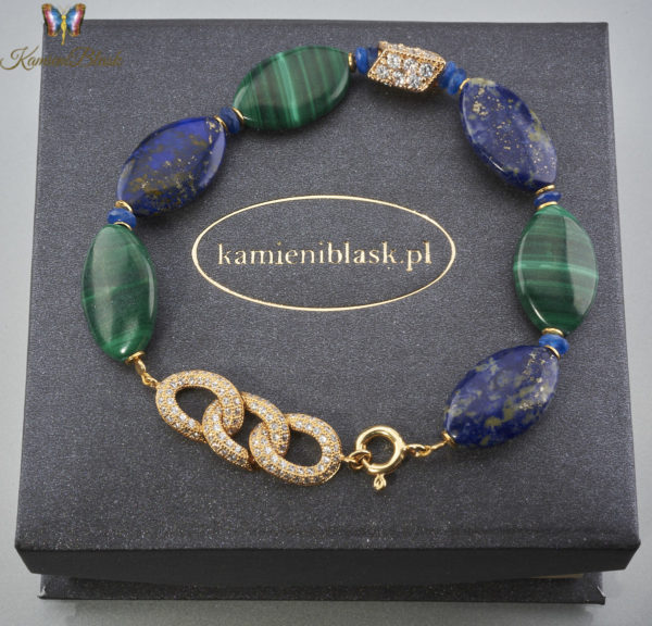 Bransoletka z malachitu i lapis lazuli