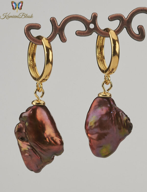 Kolczyki z naturalnych brązowych pereł barokowych