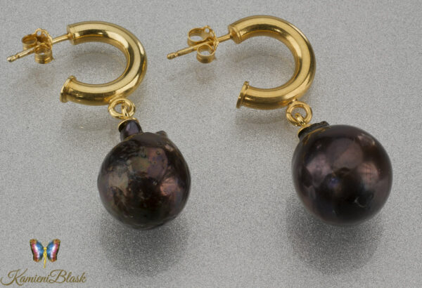 Kolczyki z bakłażanowych pereł barokowych