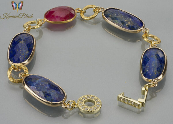Bransoletka z oprawionych lapis lazuli i rubinu