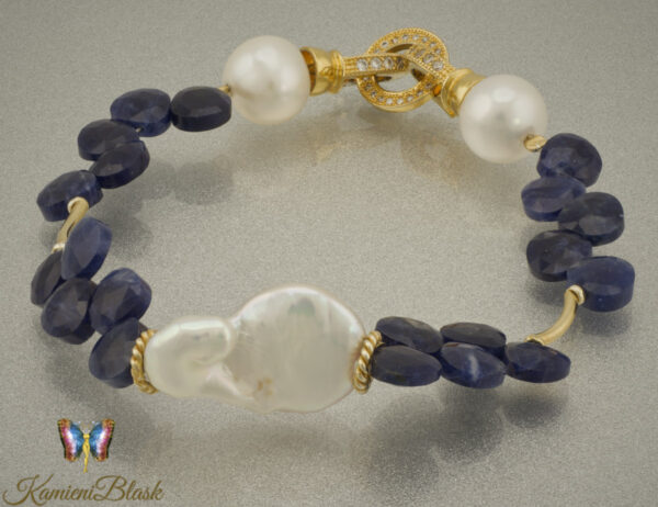 Bransoletka z lapisu lazuli i pereł naturalnych