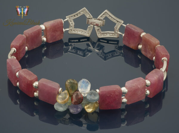 Bransoletka z rubinów i łezek kolorowych kamieni szlachetnych