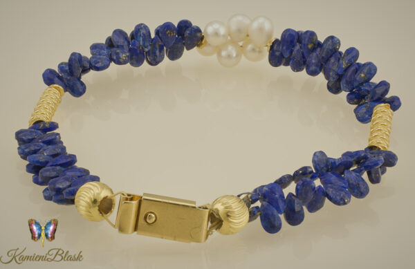 Bransoletka z lapisu lazuli i perełek naturalnych