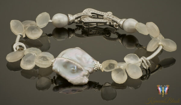 Bransoletka z kamienia księżycowego i perły barokowej