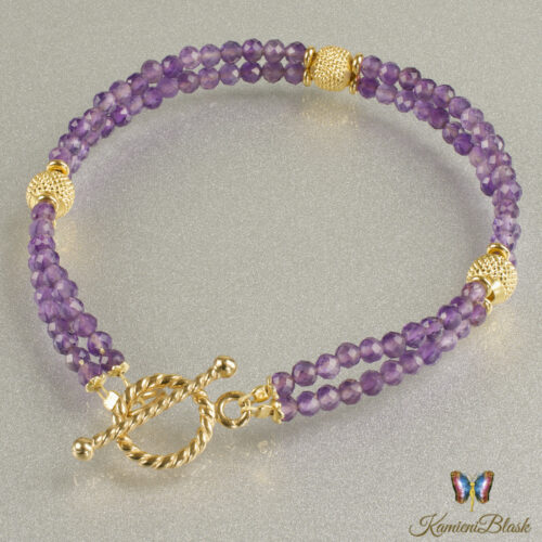 Bransoletka z drobniutkich ametystów w złoconej oprawie