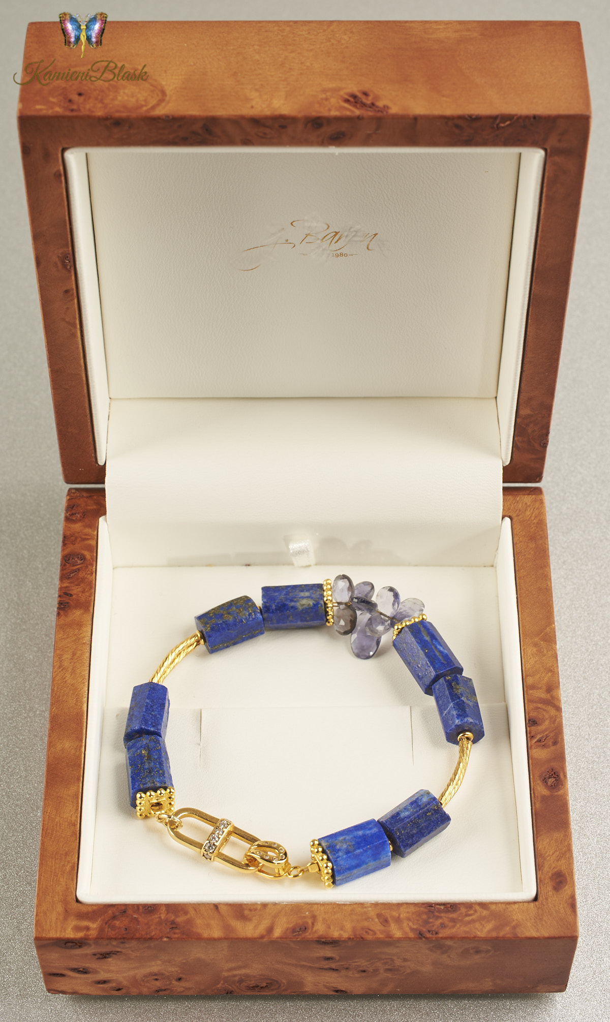 Bransoletka z lapisu lazuli i łezkami iolitu