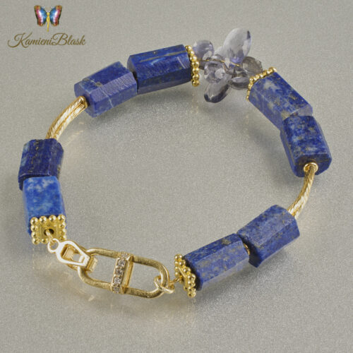 Bransoletka z lapisu lazuli i łezkami iolitu