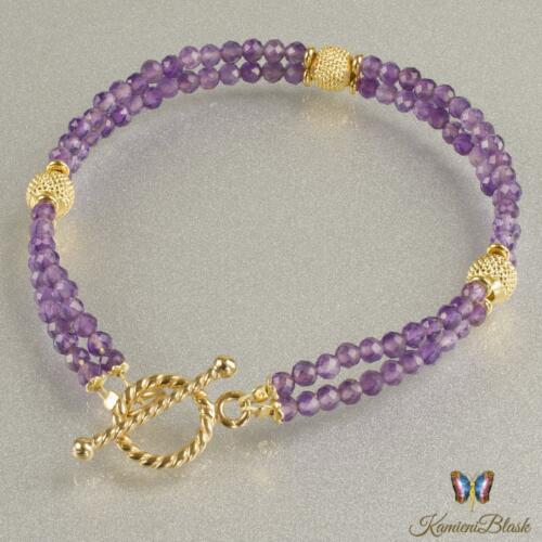 Bransoletka z drobniutkich ametystów w złoconej oprawie