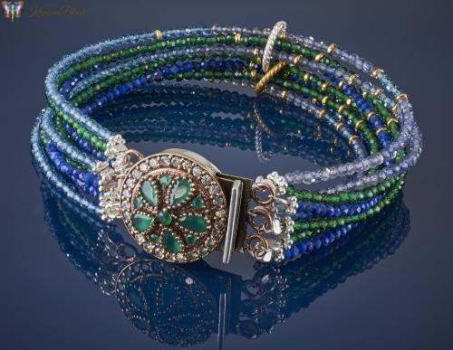 Lapis lazuli, iolit i onyks zielony 