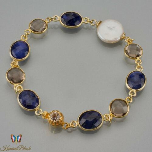 Lapis lazuli. kwarc dymny i perła