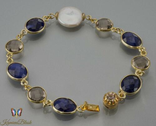 Lapis lazuli. kwarc dymny i perła 