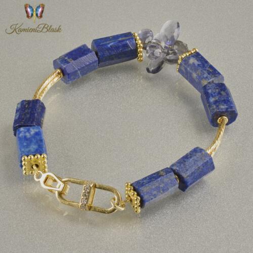 Bransoletka z lapisu lazuli i łezkami iolitu