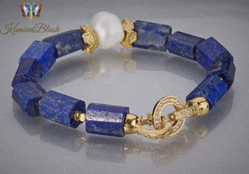 Bransoletka lapis lazuli i perła 