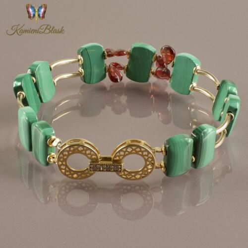 Bransoletka z malachitów i łezek granatu